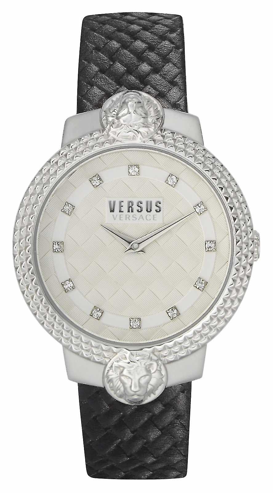 Versus Vsplk1120 女士黑色皮革表带手表