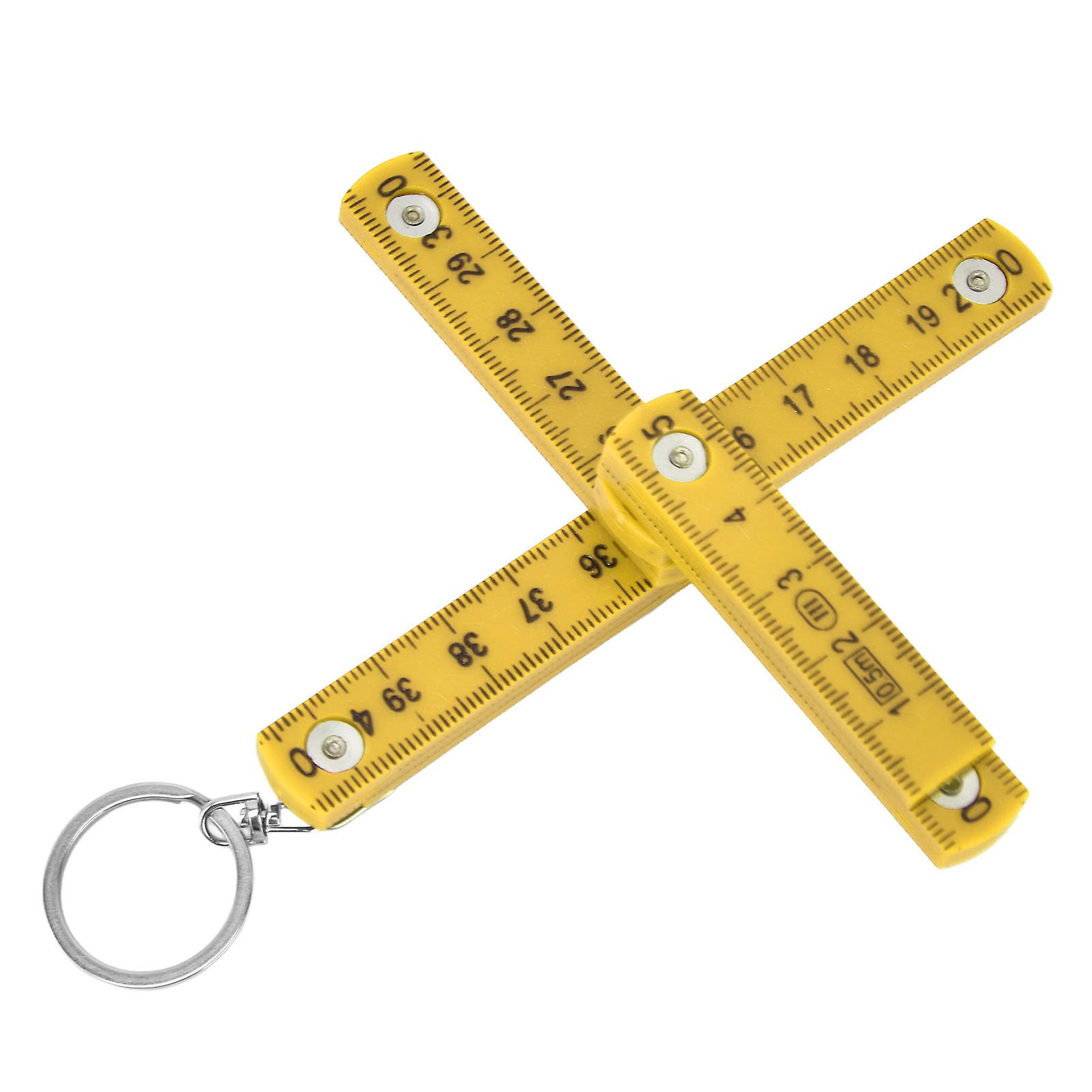 2Pcs ABS Folding Ruler Portable 0.5m Foldable Ruler with Key Ring for Carpentry Laying TilesYellow