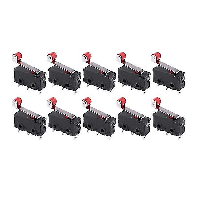 10Pcs Micro-roller Lever Arm Open Close Limit Switch Kw12-3 Pcb Microswitch