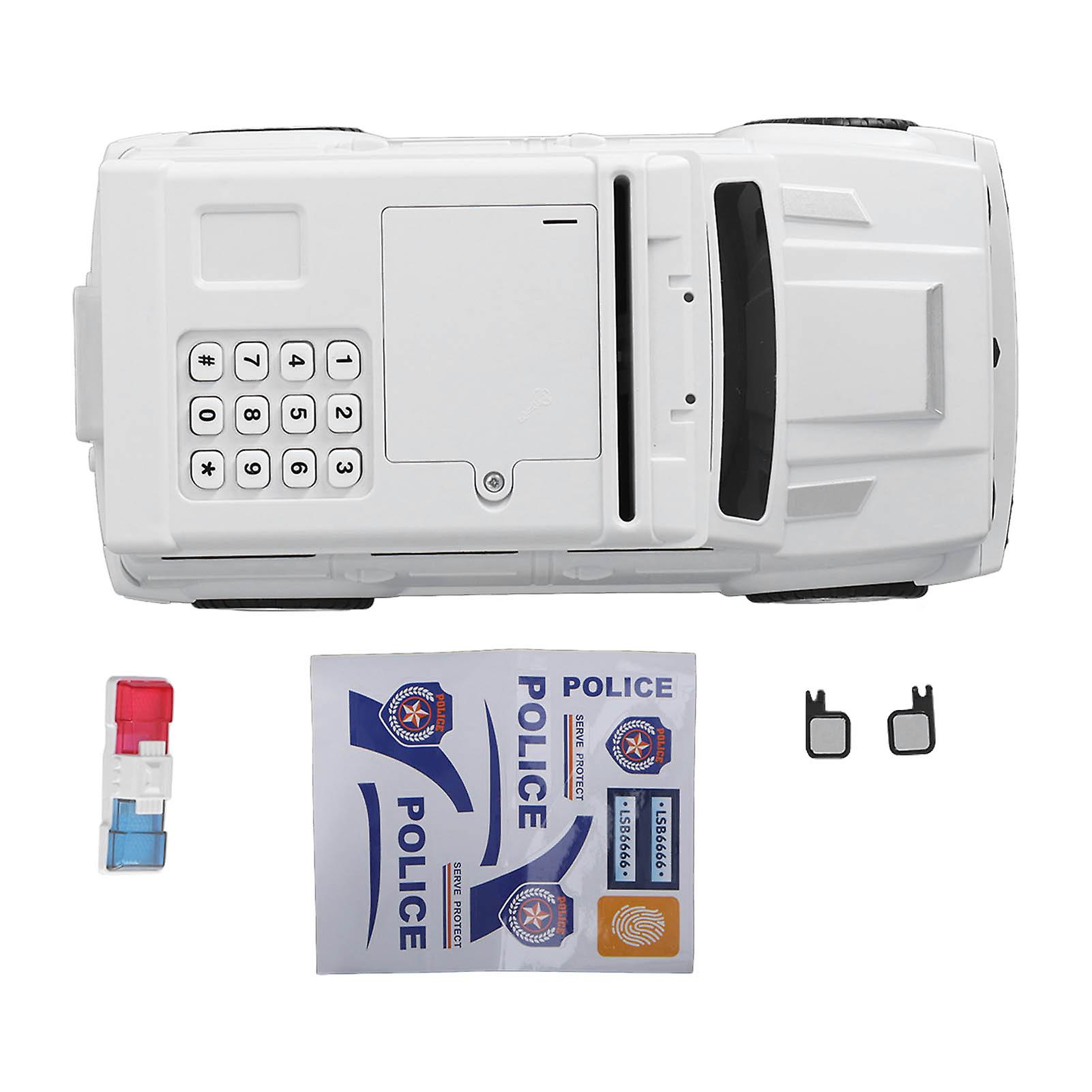 Automatic Car Piggy Bank with Fingerprint and Password for Kids, White