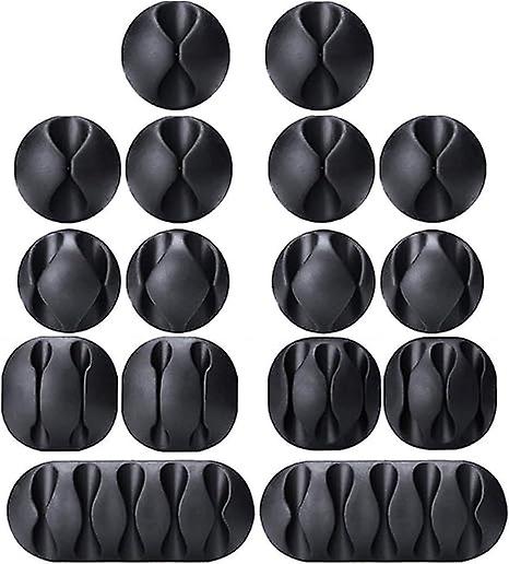 Cable Clips,16 Pack Black Adhesive Cord Holders, Ideal Cable Cord