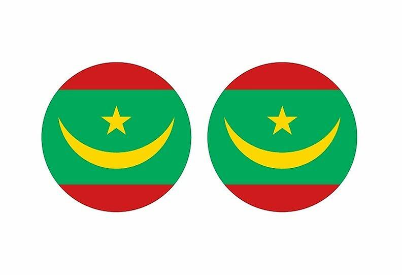 2x stick sticker round cocarde Mauritanian flag