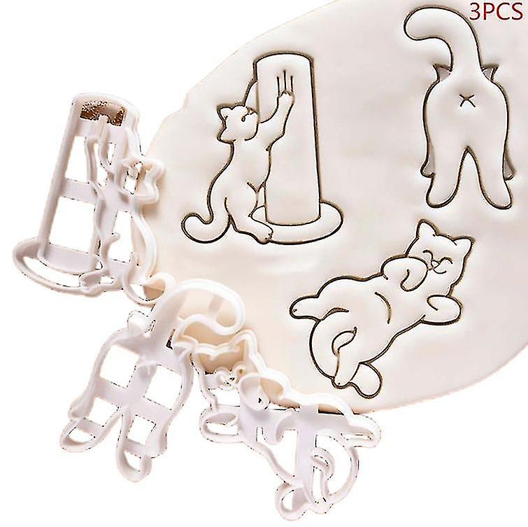 1/3pcs Cat Cookie Cutters Kitty Butt Shape Diy Biscuit Cookie Mold Stamp Bakeware Hfmqv