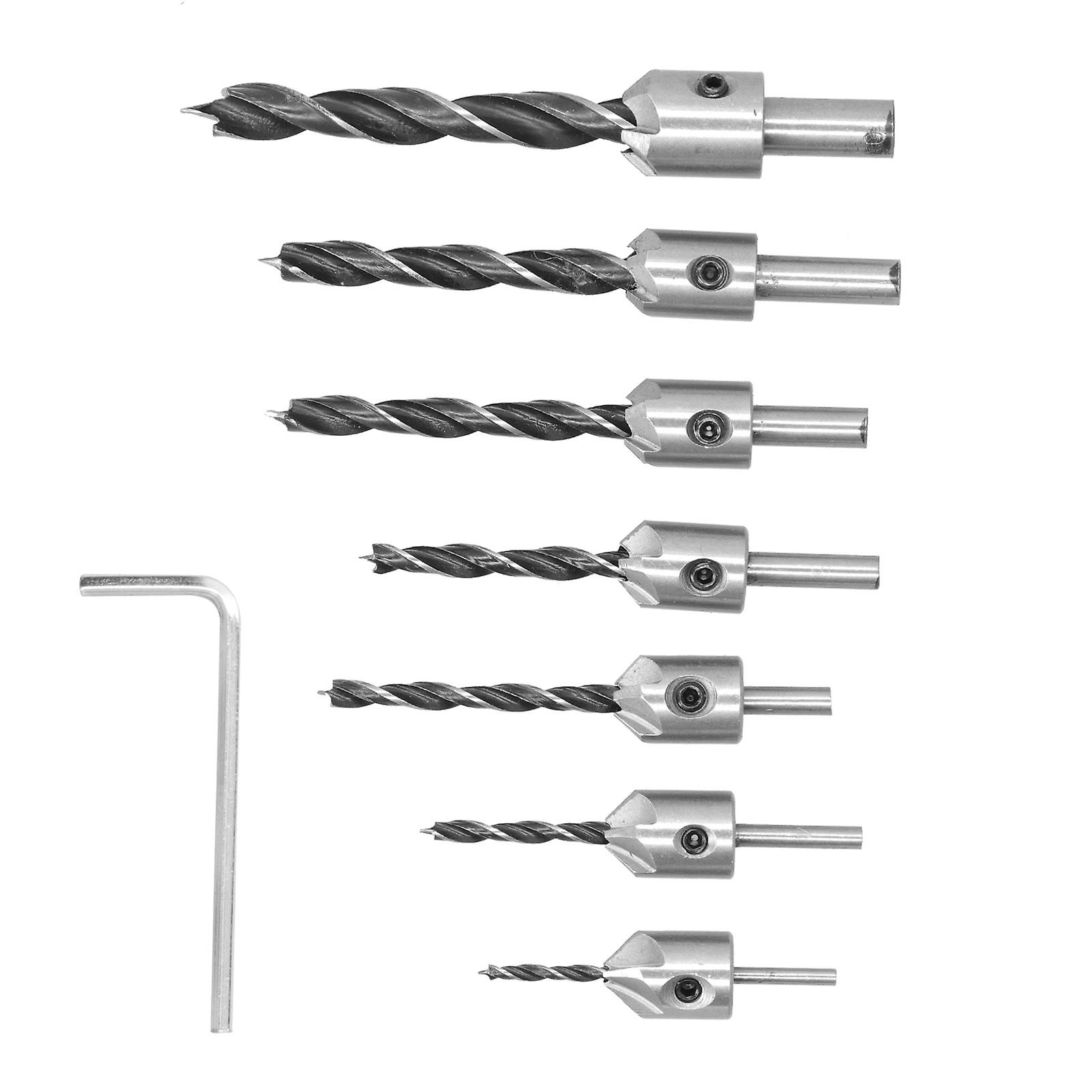 7Pcs Countersink Drill Bits Set Woodworking High Speed Steel Counter Sinker Drill Bit for Carpentry