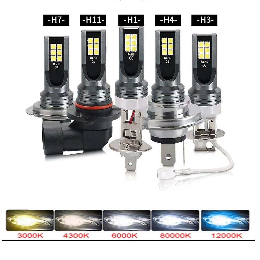 2pcs H7 Led Car Fog Light Bulbs Drl H1 H16 H4 H8 H9 H10 9005 9006 Auto Headlight Csp Beam 9600lm 6000k 80w High Power 12v 24v
