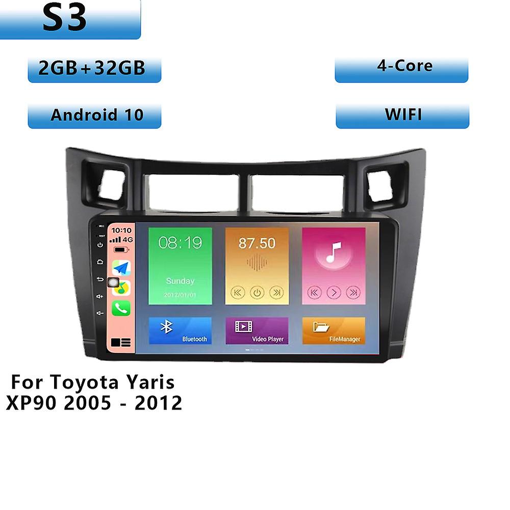 2 Din No Dvd Auto Android 10.0 Car Radio Stereo Multimedia Player Carplay Gps Navigation For Toyota Yaris Xp90 2007 2005 -2012