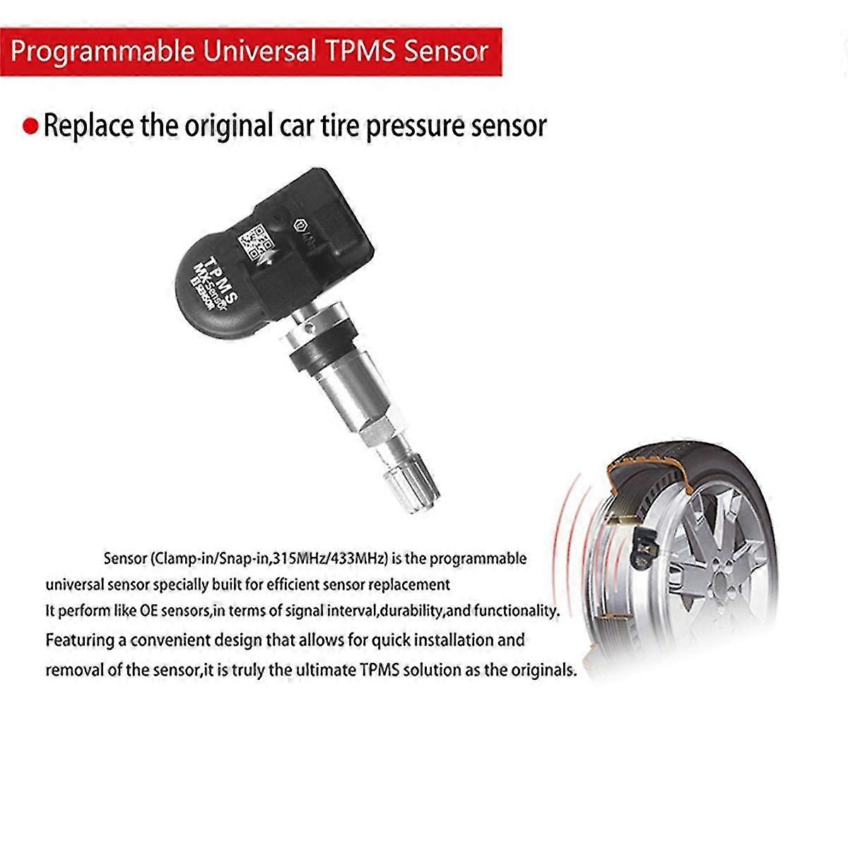 12Pc Programmable TPMS Sensor 315 433MHz Universal 2 in 1 Tire Pressure Sensor System Unlimited Edi