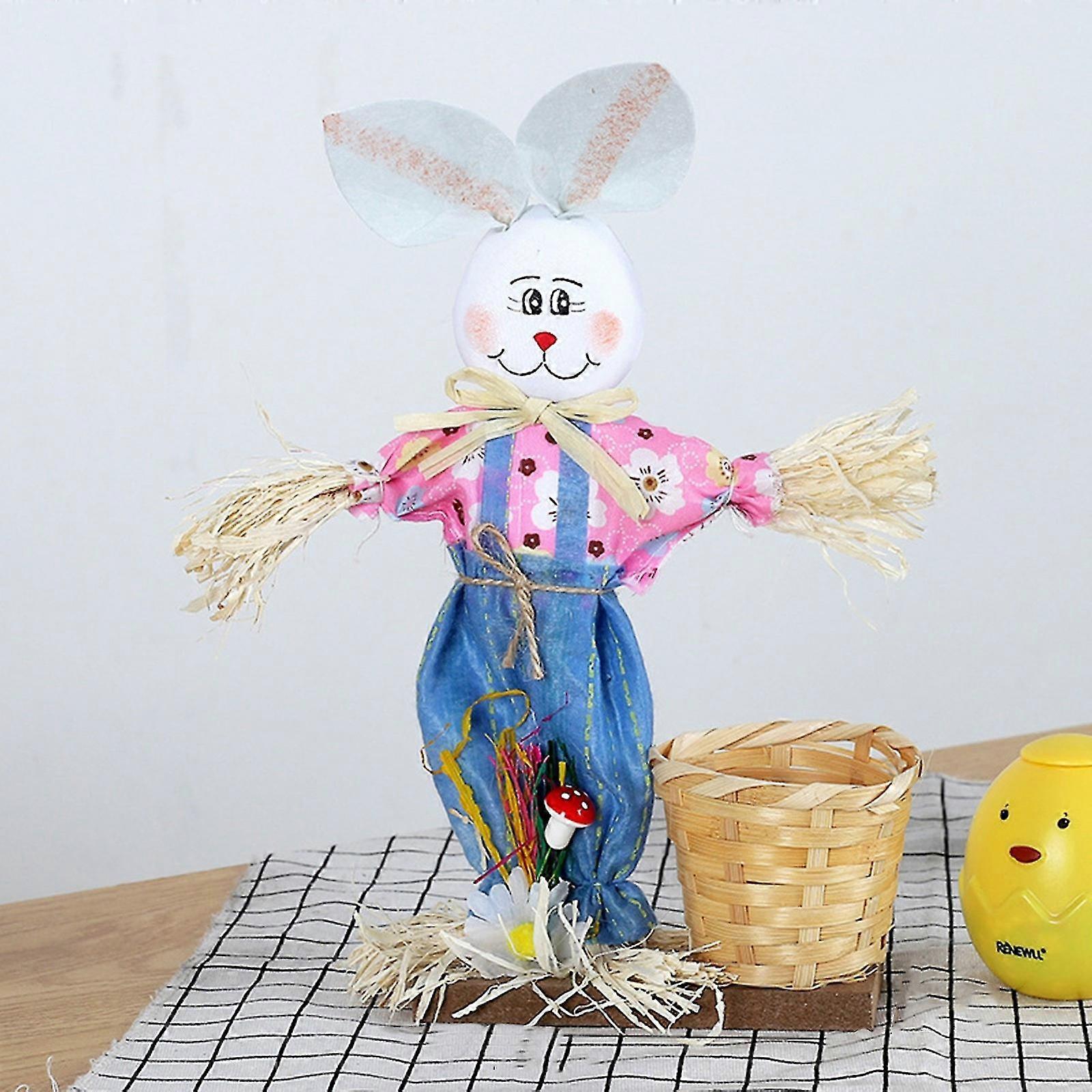 1pc Easter Rabbit Basket Handmade Bamboo Basket Creative Decoration