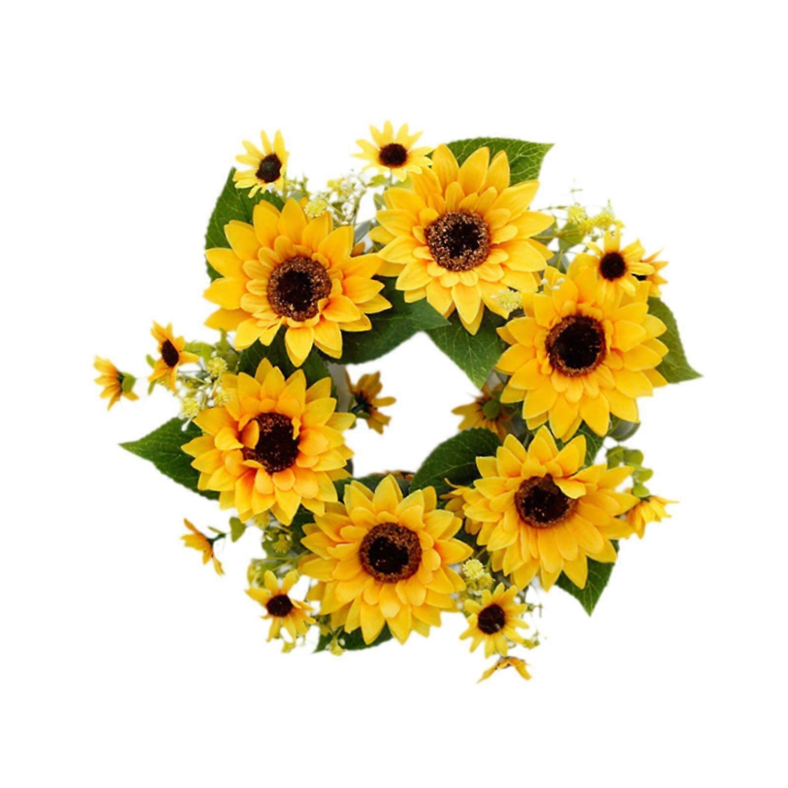 Konstgjorda solrosor krans Sommarkrans gula blommor för utomhus inomhus längd 43cm