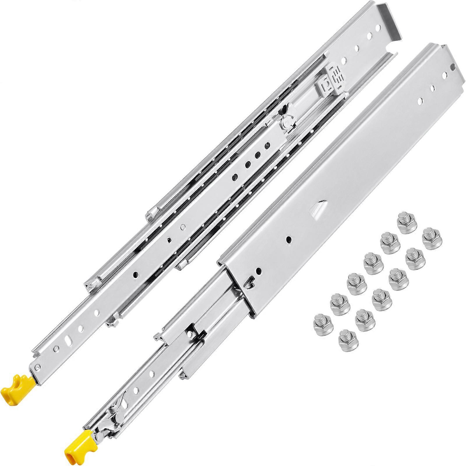 Drawer Slides with Lock, 1 Pair 24 inch, Heavy-Duty Industrial Steel up to 500 lbs Capacity, 3-Fold Full Extension