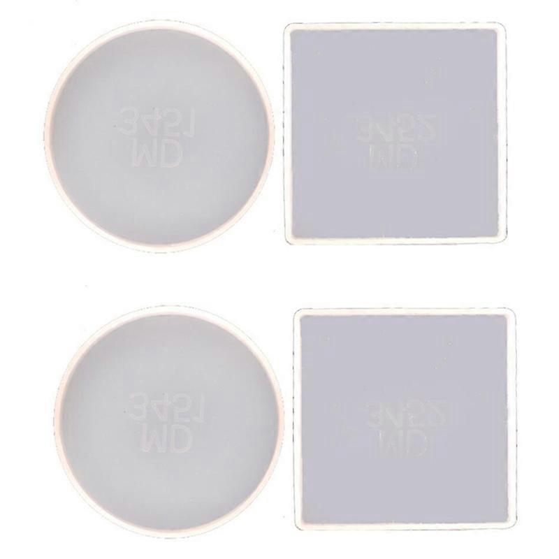 4 Pack Round and Square Shape Coaster Base Silicone Mold Resin Molds Epoxy UV DIY Resin Craft Home