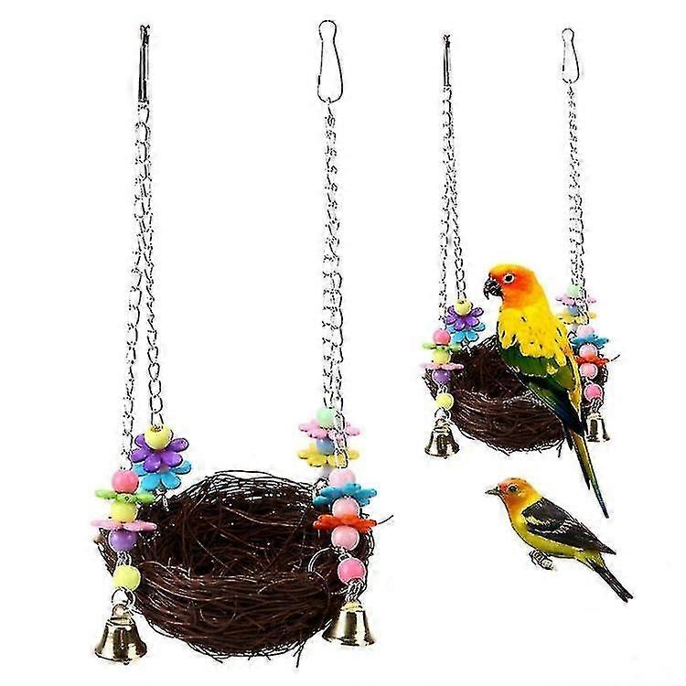 parrot bird pet straw bird nest toy