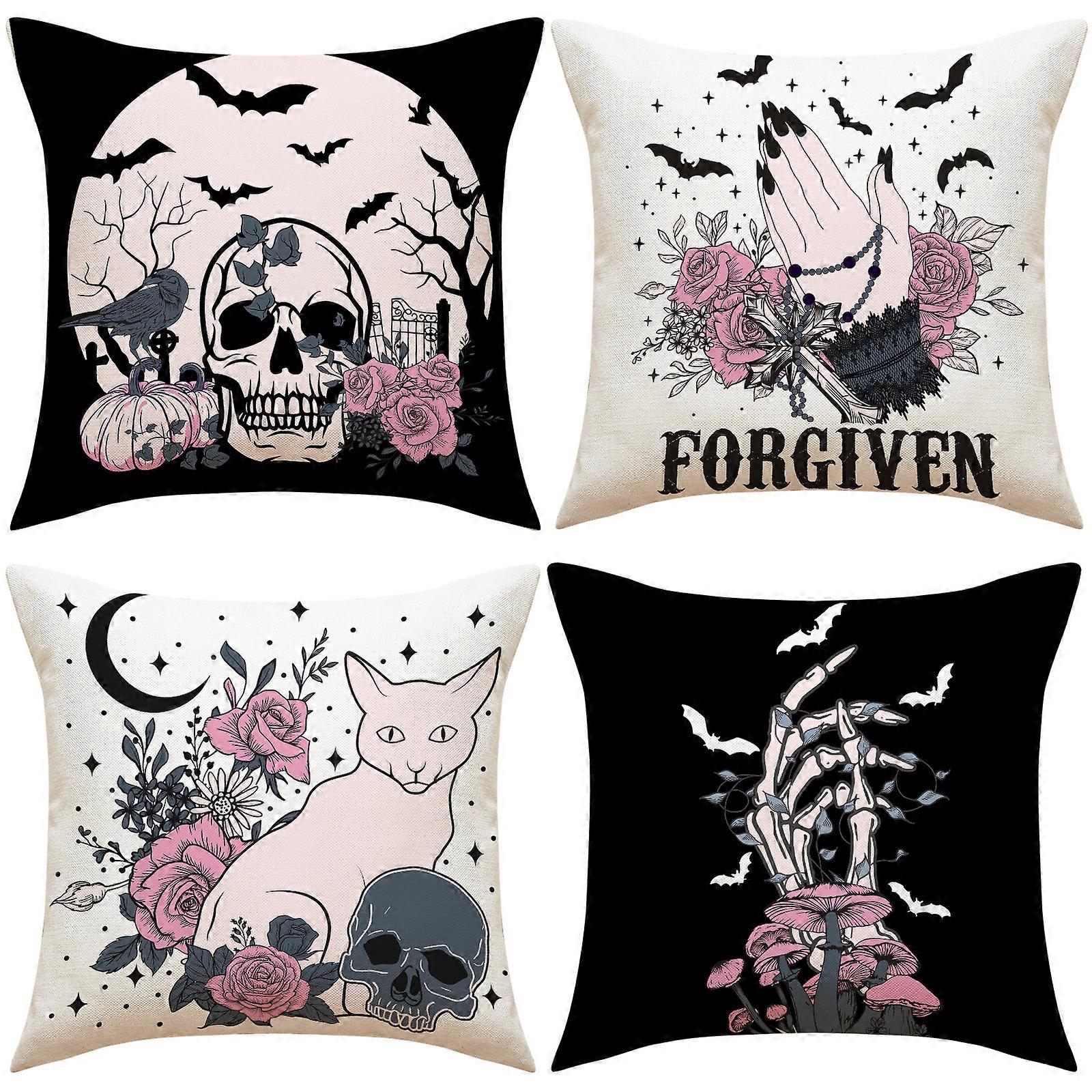 כיסוי כרית הדפס גולגולת כיסוי כרית ספה ליל כל הקדושים קישוט אווירה חגיגית כרית רכב