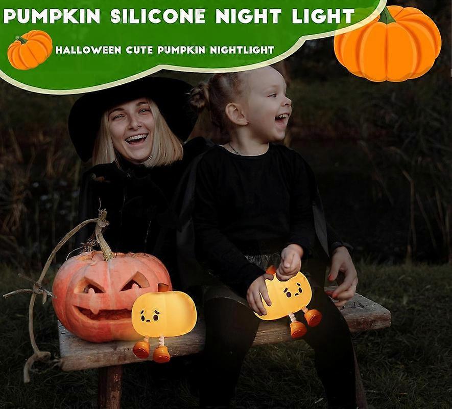 Cute Pumpkin Night Light Silicone LED Lamp Rechargeable Bedside Touch