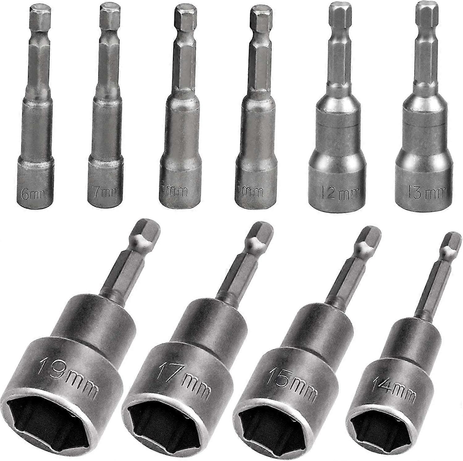 10 Pcs Hex Magnetic Socket, 6-19Mm Hex Magnetic Socket Wrench Nut Setter Driver