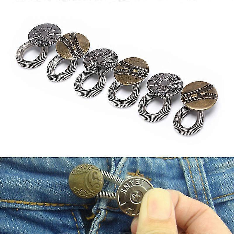 6pc Waist Extender Jeans Pants Stretch Button Instant Fix Metal Elastic Expander