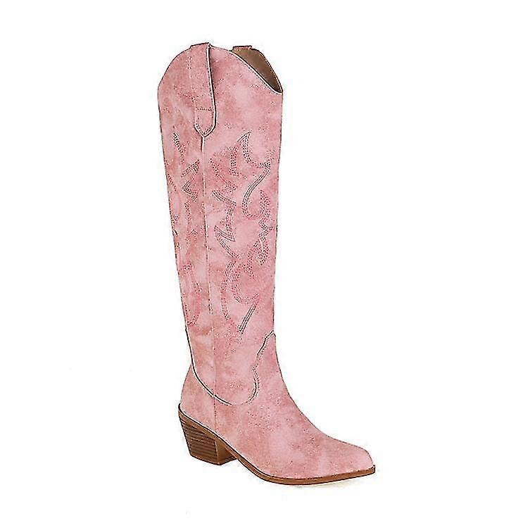 Botas vaqueras vaqueras bordadas rosas para mujer