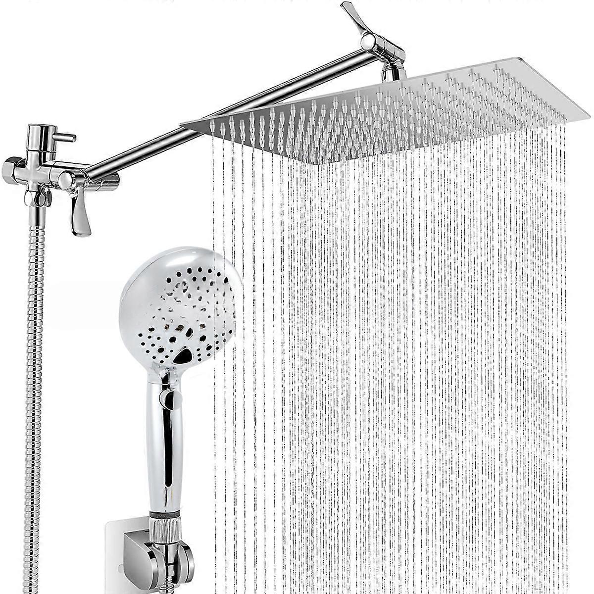 Bathroom Shower Set Concealed extension bracket arm three-way splitter, pressurized stainless steel top spray handheld