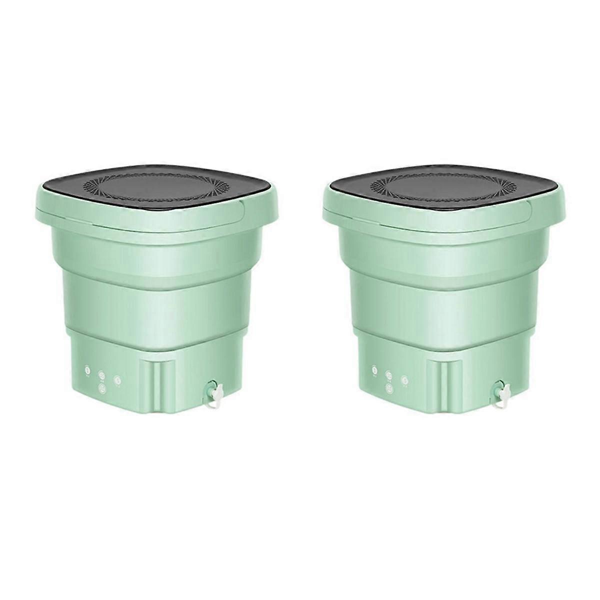 2X Folding Washing Machine with Dryer Bucket for Clothes Socks Underwear Cleaning Washer Mini Green