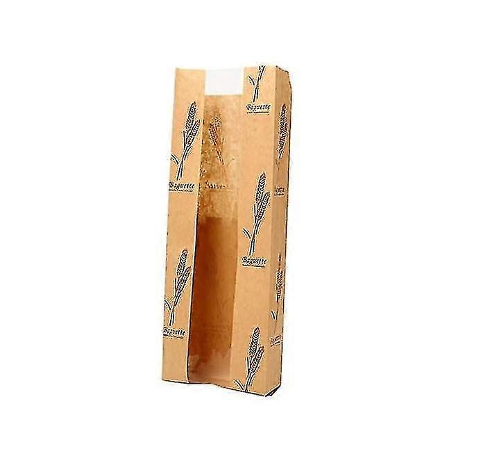 Yellow - 50pcs Kraft Paper Bread Bag With Window For Confectionery Food Chocolate Cookies Bread Baguettes