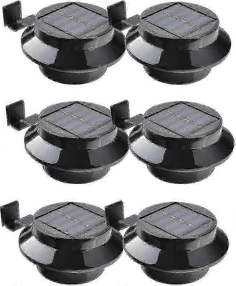 雨どい、フェンス、屋根、雨どい、庭、庭、壁、ブラックエディションのための6ソーラーパワーLEDライトのパック