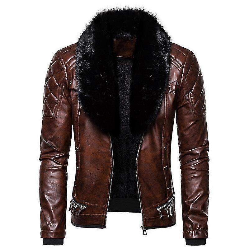 Men's Motorcycle Jacket With Detachable Fur Collar