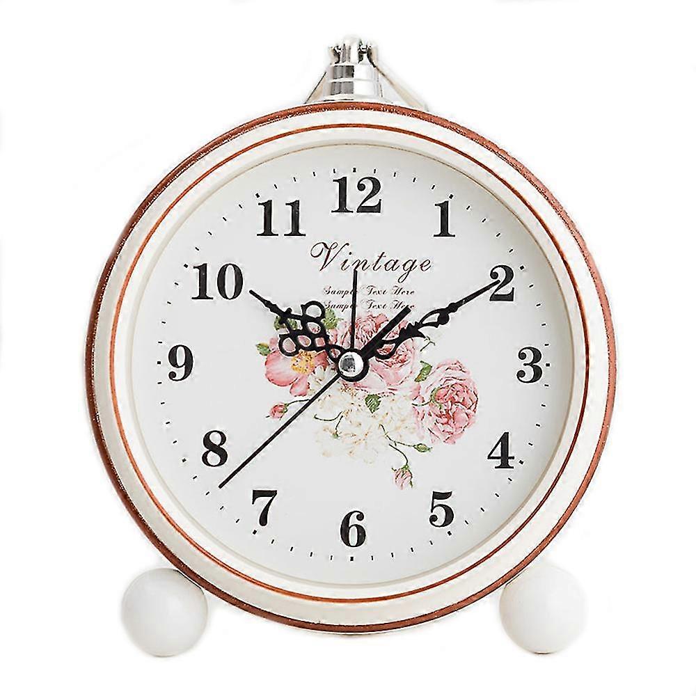 Vintage Hangable Battery Alarm Clock Metal Night Light Super Silent Table Desk Quartz Clock Time