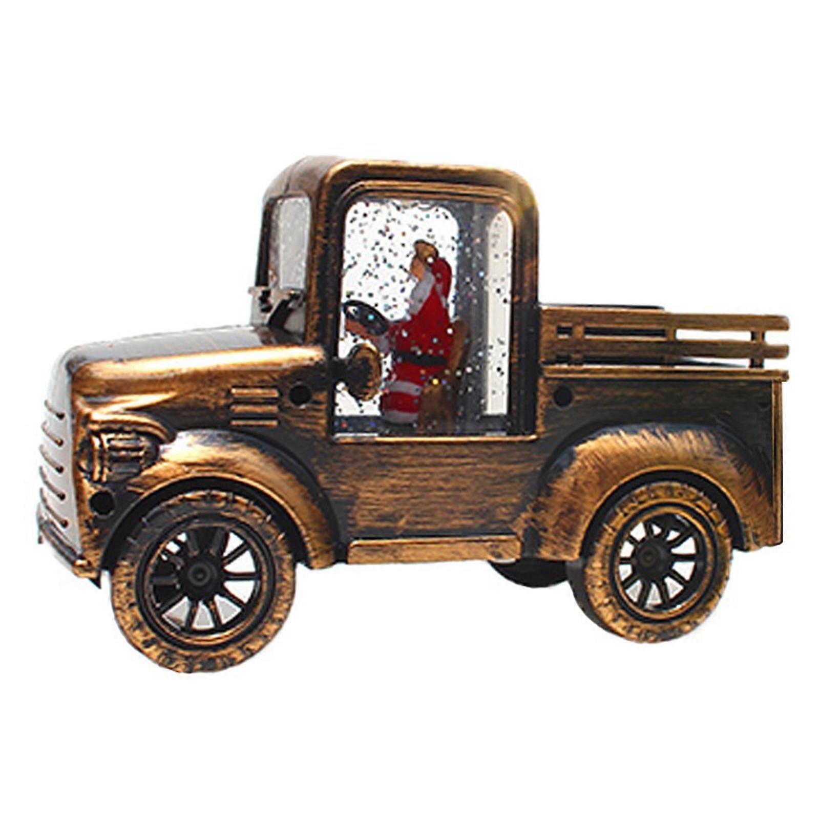 Truck Shaped Snow Globe Lantern LED Xmas Festival Ornament Glittery