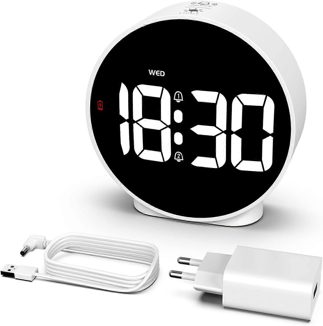 LED Digital Alarm Clock, Morning Alarm Clock with Week Display, 3 Alarm Timings, 4 Adjustable Brightness, 2 Alarms, Snooze Function, Suitable for Home