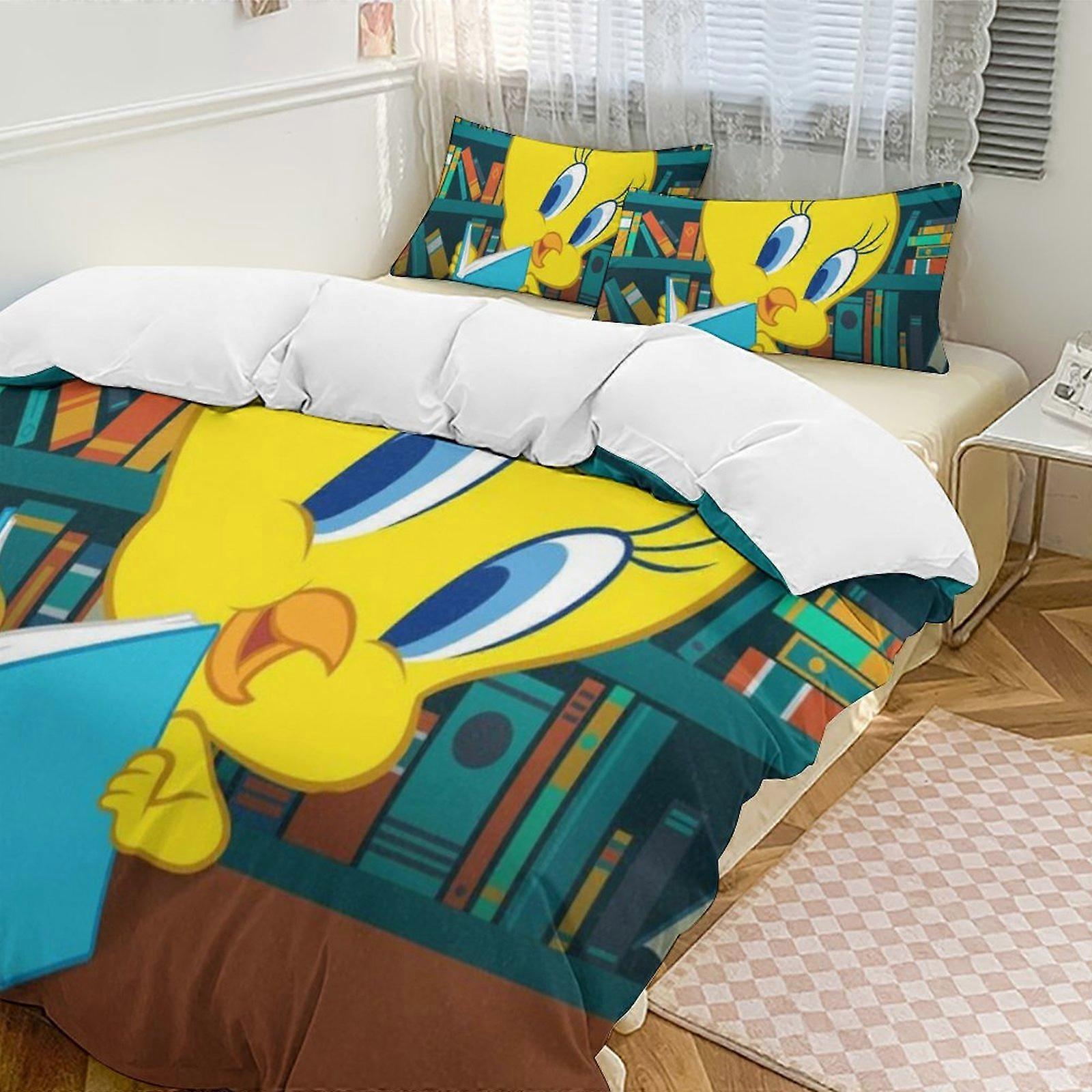 c431 TweetyBird 2 Capa de Edredom de Cama Conjuntos de Cama de Microfibra Conjuntos de Edredom Leve de 3 Peças, 1 Capa de Edredom e 2 Fronhas para Crianças ee431