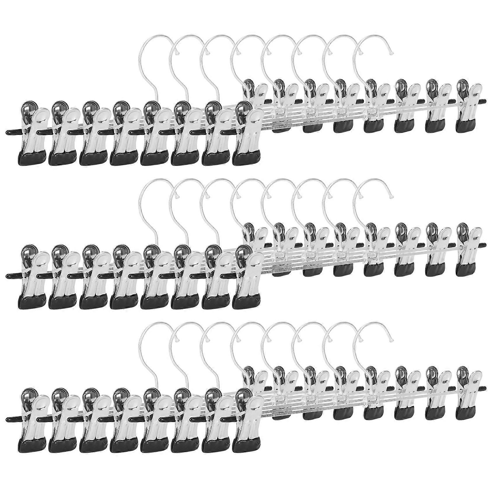 24 PCS Skirt Hangers with Clips, Pants Hanger Metal Hangers Space Saving for Pants Skirts Clothes