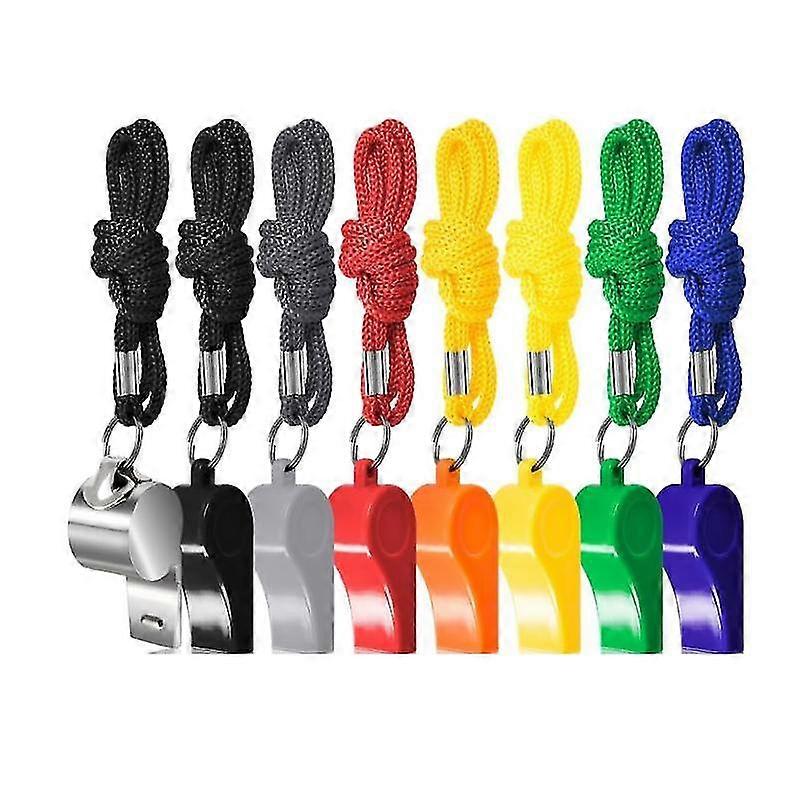8 Pack Coach Referee Whistle With Lanyard
