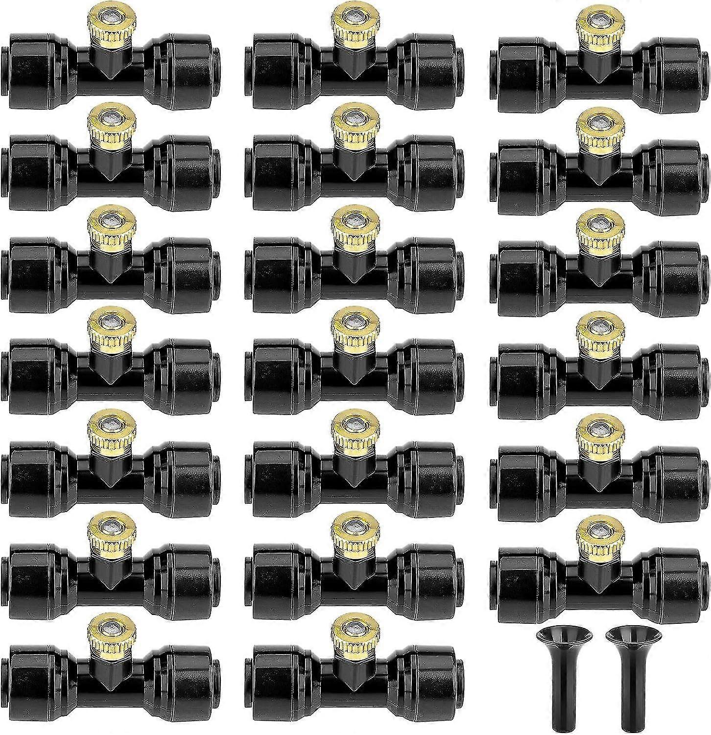 20-pack Brass Mist Nozzles With 20-pack Misting Nozzle Tees With 2-pack End Plugs For Outdoor Cooling Systems Patio Misting Systems