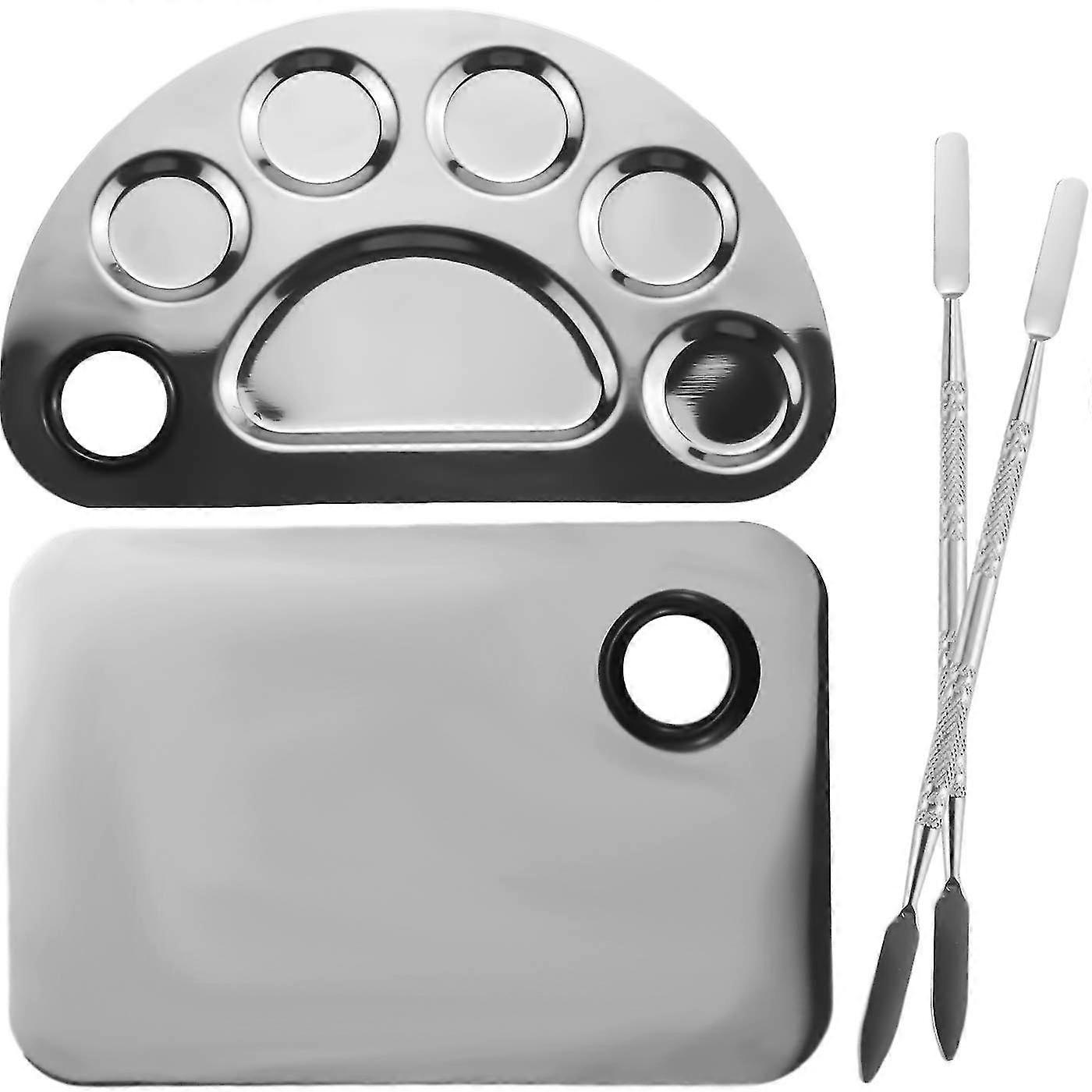 2 Pack Makeup Mixing Palette And Spatula, Foundation Mixing Tray Foundation Holder Plate Mixing Palette