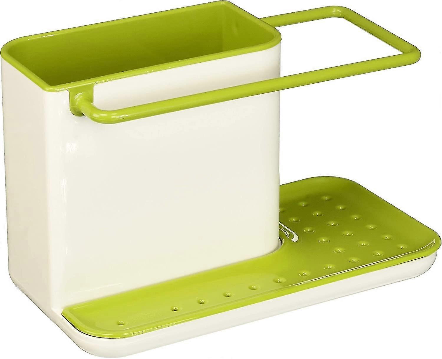 Sponge And Brush Organiser With Drain Tray Utensil Holder Sinkware Caddy For Kitchen,plastic,whitewhite/green