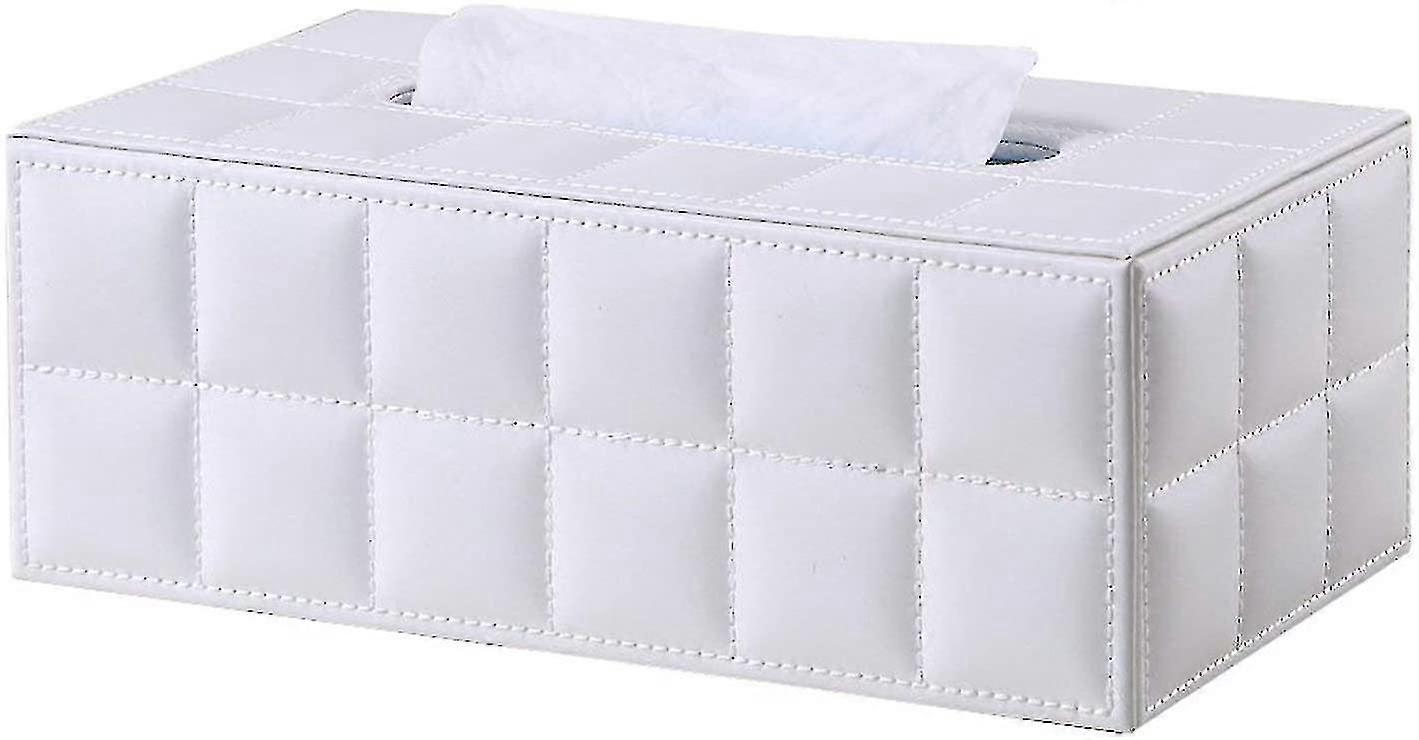 Rectangular Leather Tissue Box (white)