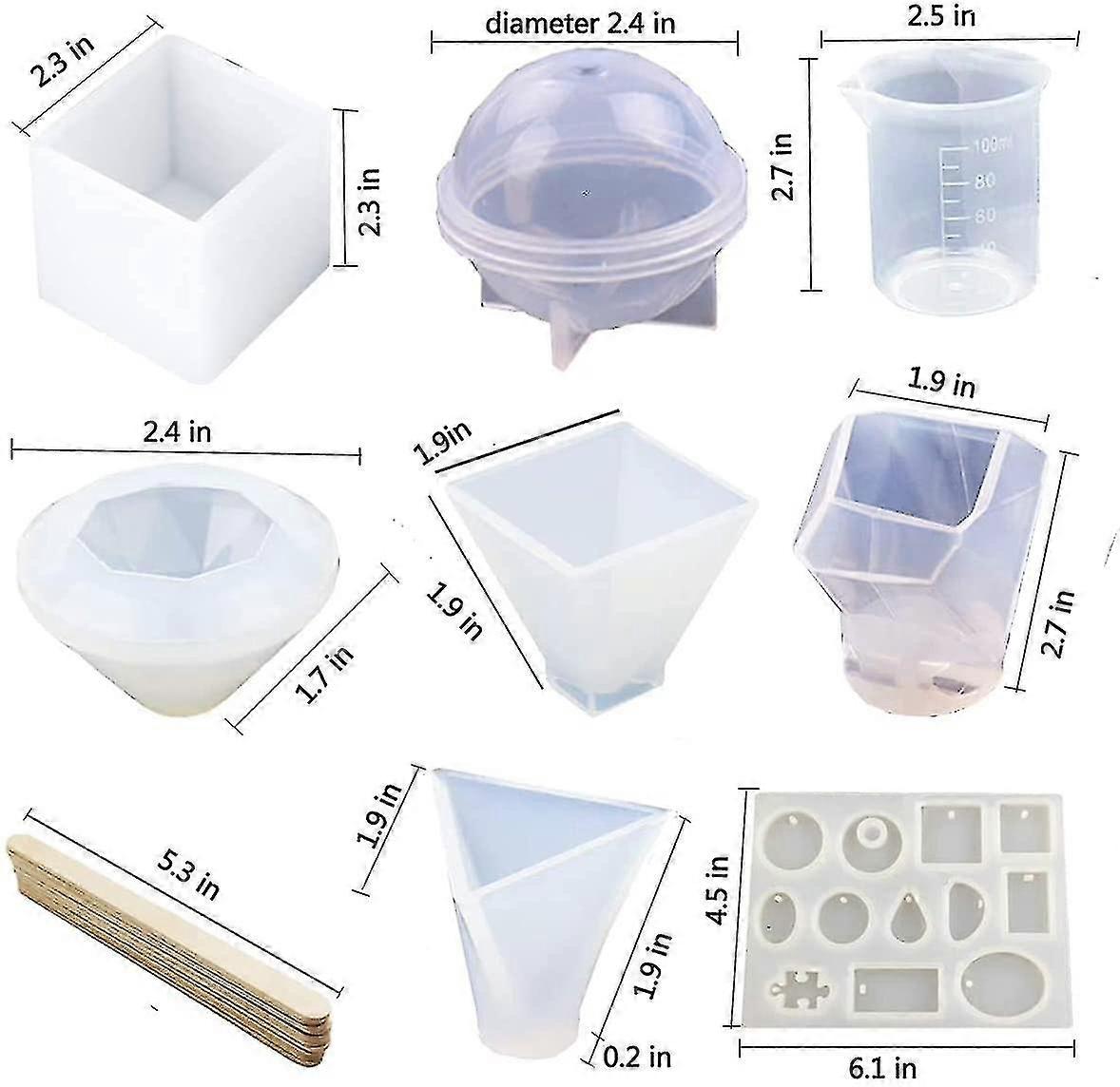 Epoxy Resin Silicone Mold, 43 Pieces Complete Epoxy Resin Kit, Epoxy Resin Mold