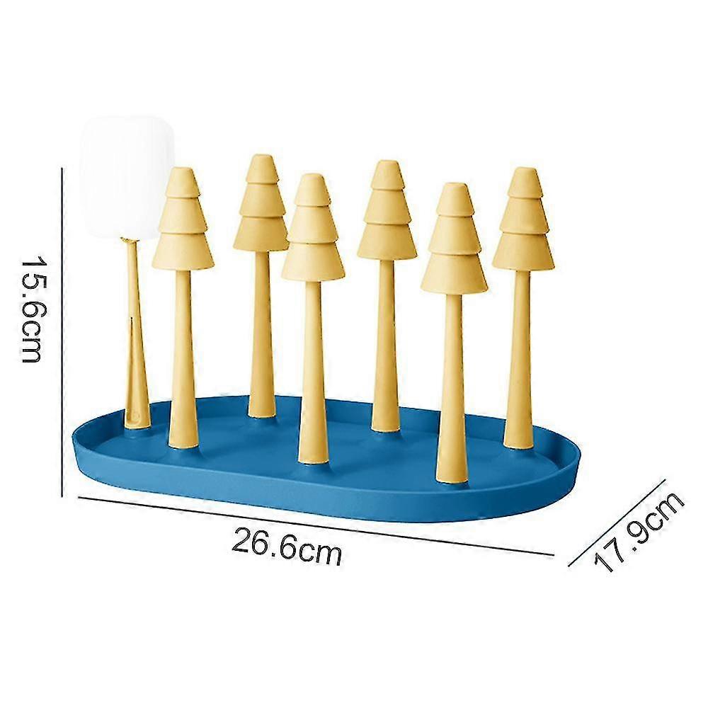 Cup Drying Rack With Drain Tray Bottle Rack With Hooks And Cup Brush
