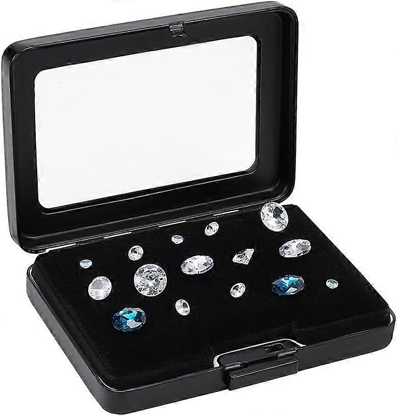 Diamond Storage Box Gem Display Case Gemstone Container Small Storage Box Jewelry Organizer with Velvet and Window for Collectibles Rhinestone Crystal