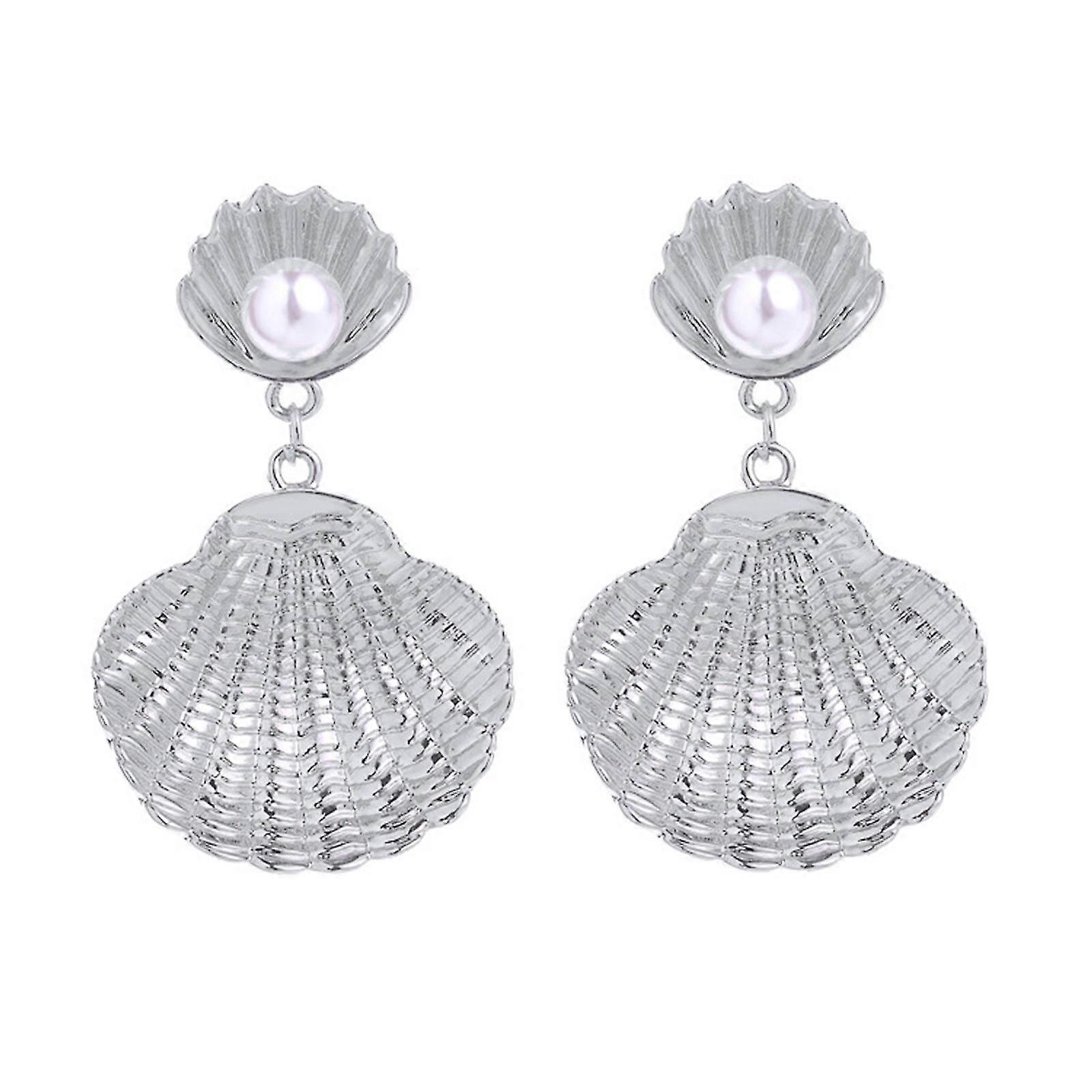 Spring Popular Elements Shell Shape Earrings Artificial Pearl Earrings