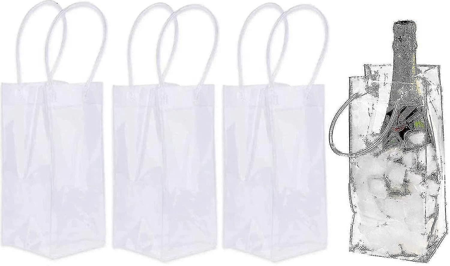 4 Pcs Portable Wine Ice Bag Bottle Ice Bag Transparent Pvc Wine Bag Bottle Ice