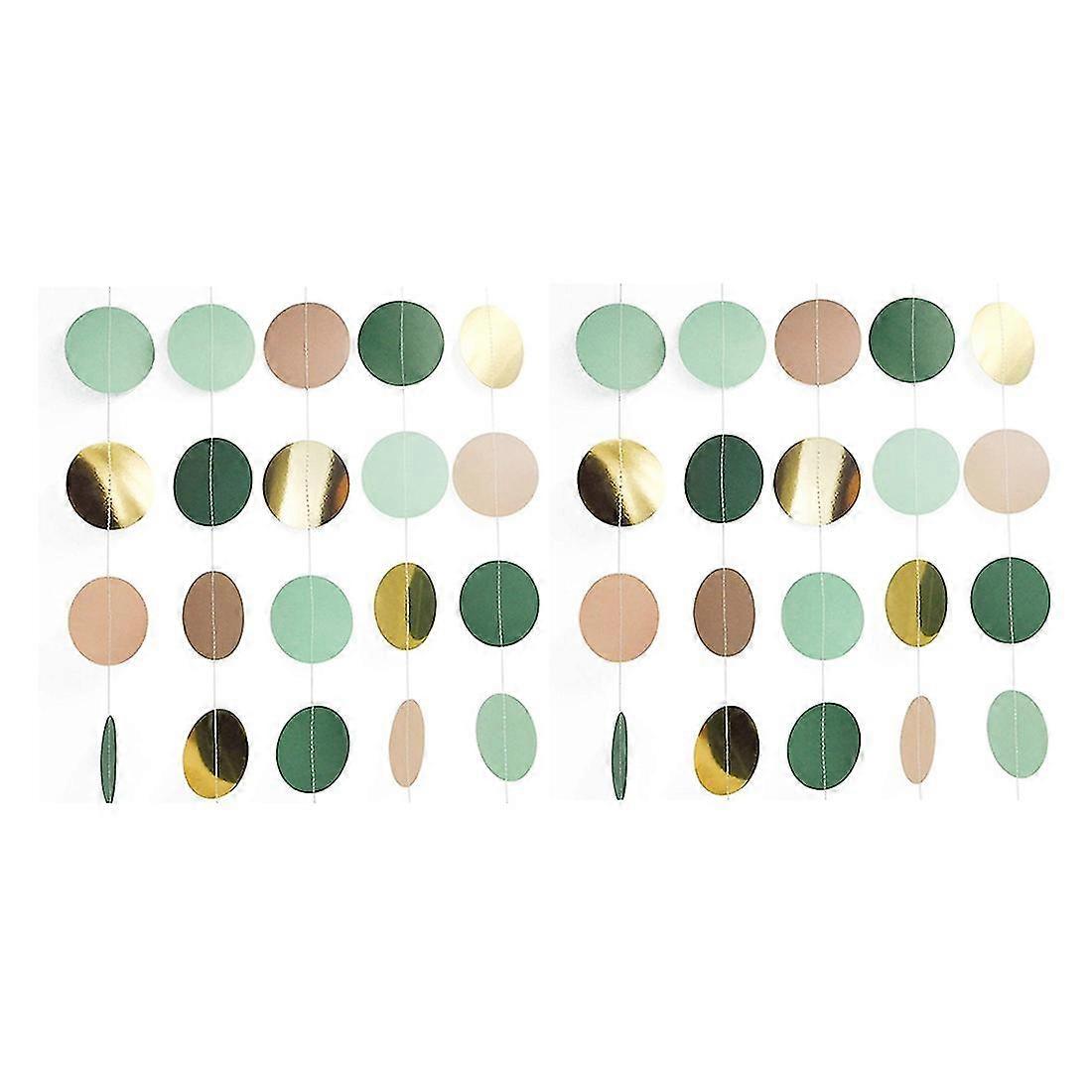 Wedding Party Decorations - 10pack Green Dots Paper Garland String Hanging Backdrop For Rustic Wedd