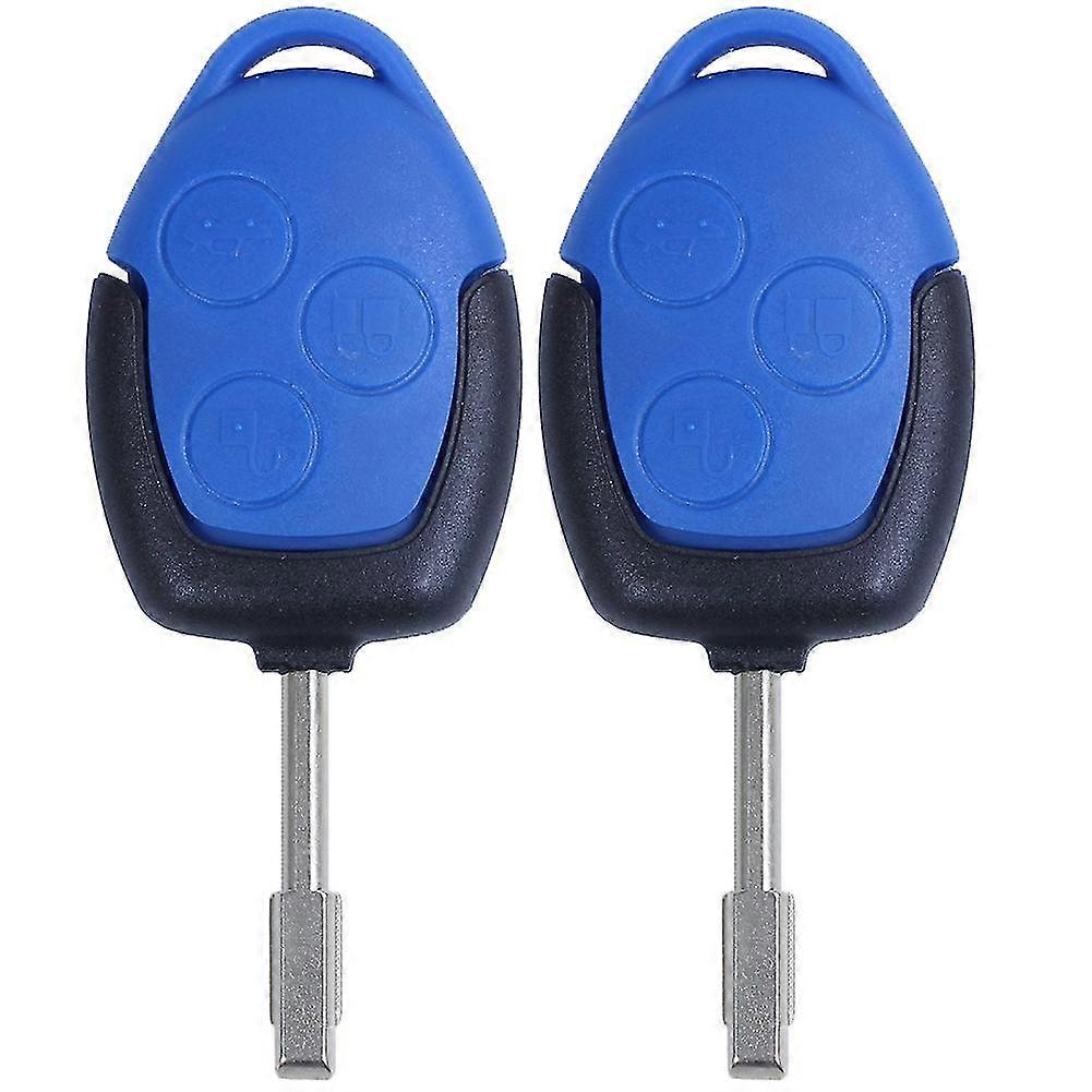 2x 3 Button Cover Shell Key Remote Control Body & Keys For Transit Blue