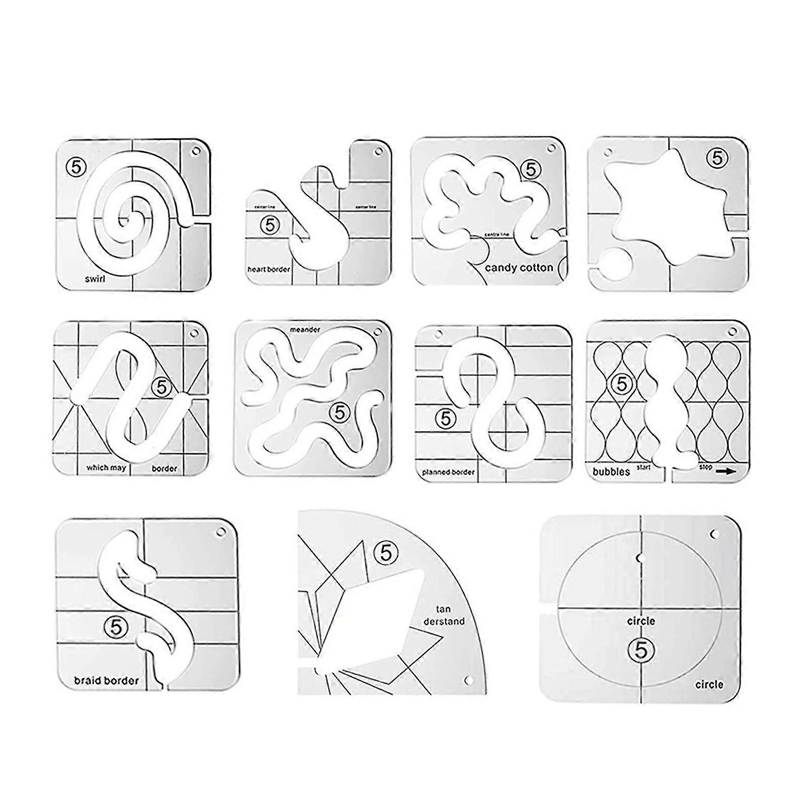 4pcs Free Motion Acrylic Diy Patchwork Quilting Template Set Sewing