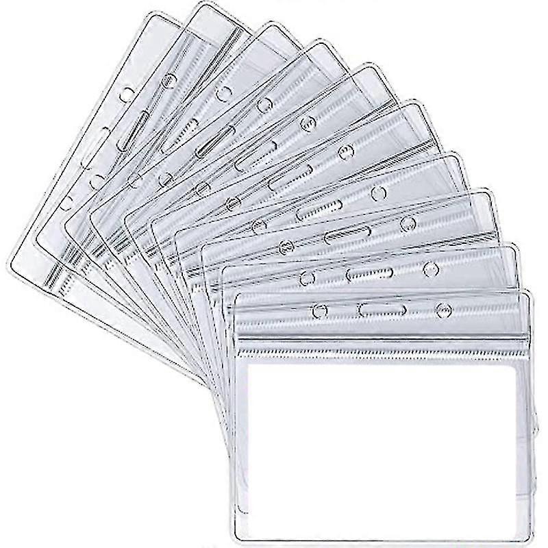 10pcs Horizontal Name Tag Badge Id Card Cover Sleeve Pouch