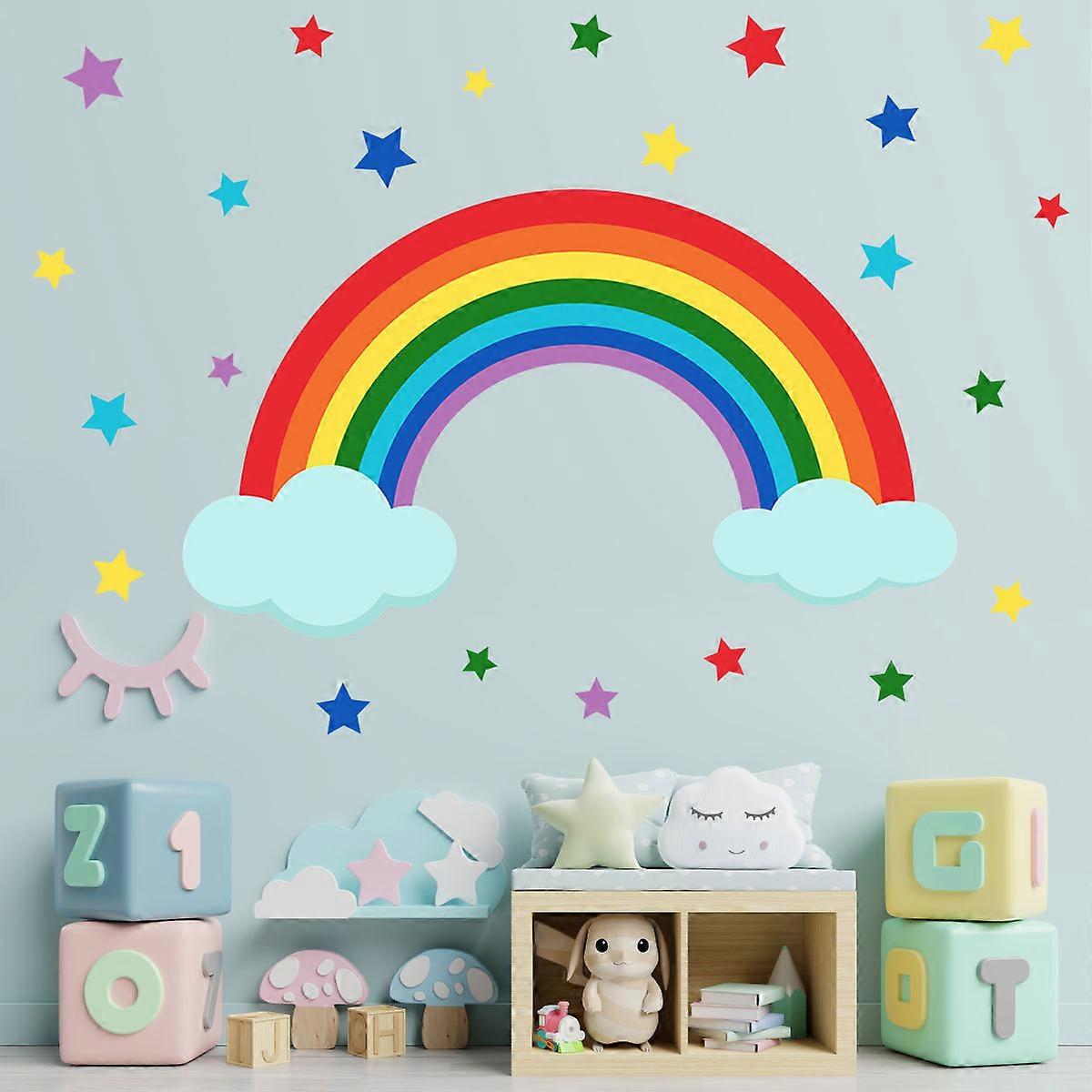 1set Rainbow Wall Decal Star Clouds