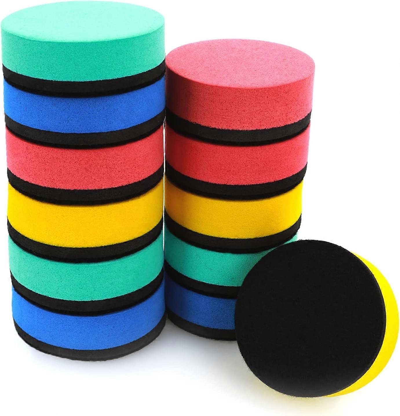 A set of 12 magnetic erasers for whiteboards with thick felt pads, colored dry erasers for cleaning dry erasers, dry erasers (5 x 5 x 2cm)
