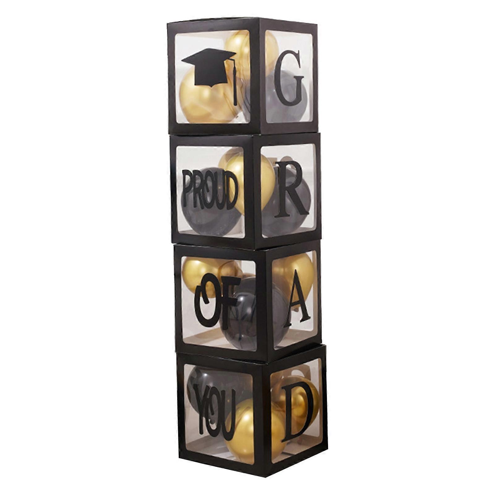 1 Set Balloon Box with Adhesive Transparent Easy to Assemble High School Graduation Clear Balloon Case Home Decor KAESI