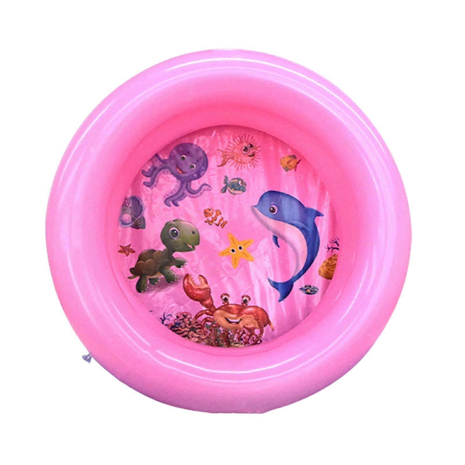 Baby Swimming Pool Round Shape Cartoon Pattern Foldable Thickened PVC Circle Water Toy Accessories 2 Rings Inflatable Kids Ball Pit Pool Baby Supplies
