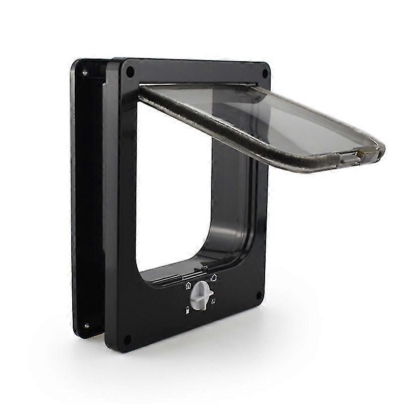 رفرف القط ، باب الأليفة المغناطيسي مع قفل دوار 4 اتجاهات للقطط والقطط والقطط ، نسخة مطورة (الحجم الداخلي: 19.5 × 18 × 5.5 سم ، أسود) / YY